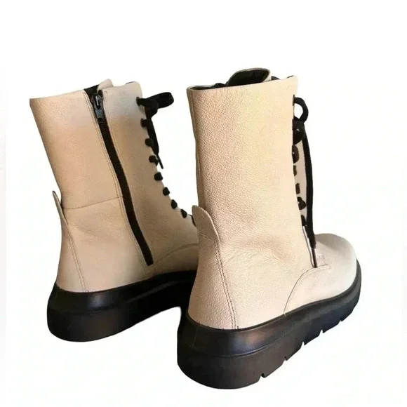 ECCO WOMEN'S NOUVELLE LACE BOOT LimeStone Side Zip Leather EU 41 US 10/10.5 - Picture 14 of 16